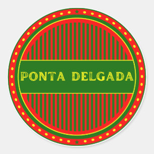 Pegatina Redonda Emblema de la Ciudad de Ponta Delgada – Identidad