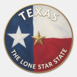 Pegatina Redonda Emblema de la Estrella Solitaria de Texas ⭐