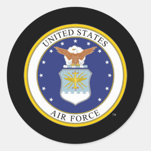 Pegatina Redonda Emblema de la Fuerza Aérea de Estados Unidos