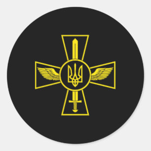 Pegatina Redonda Emblema de la Fuerza Aérea Ucraniana Fuerzas Armad