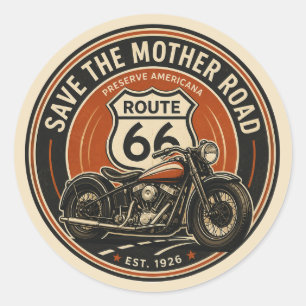 Pegatina Redonda Emblema de la herencia de motocicletas vintage de