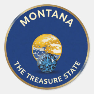 Pegatina Redonda Emblema de la Montaña de Montana 🏔️
