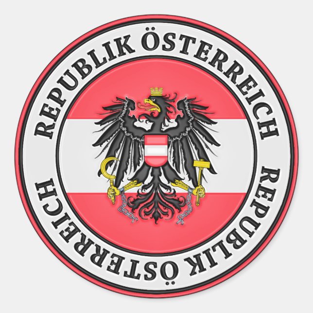 Pegatina Redonda Emblema de la Ronda Austria (Anverso)