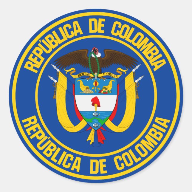 Pegatina Redonda Emblema de la Ronda Colombia (Anverso)