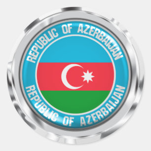 Pegatina Redonda Emblema de la Ronda de Azerbaiyán