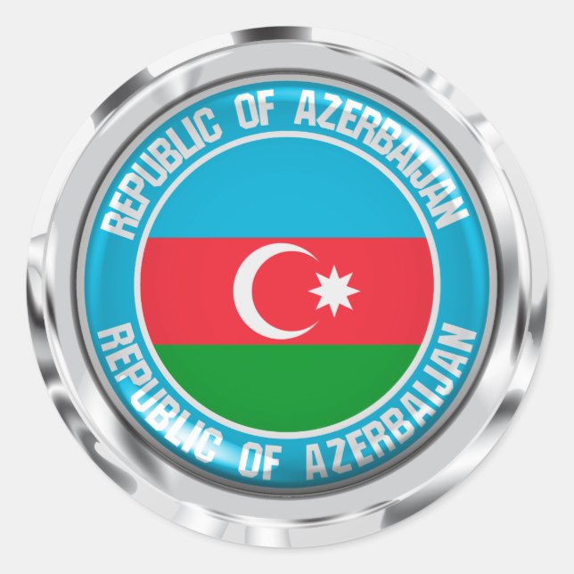 Pegatina Redonda Emblema de la Ronda de Azerbaiyán (Anverso)