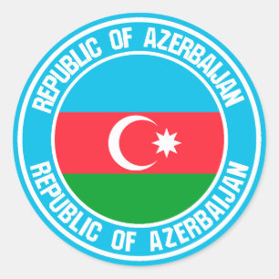Pegatina Redonda Emblema de la Ronda de Azerbaiyán