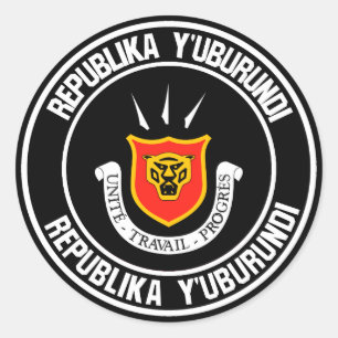 Pegatina Redonda Emblema de la ronda de Burundi