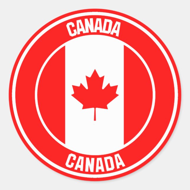 Pegatina Redonda Emblema de la Ronda de Canadá (Anverso)