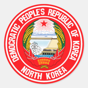 Pegatina Redonda Emblema de la Ronda de Corea del Norte
