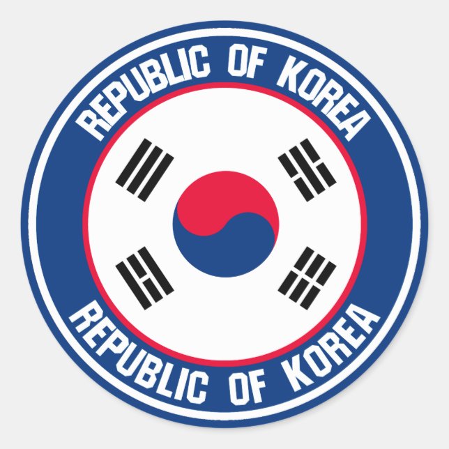 Pegatina Redonda Emblema de la Ronda de Corea del Sur (Anverso)