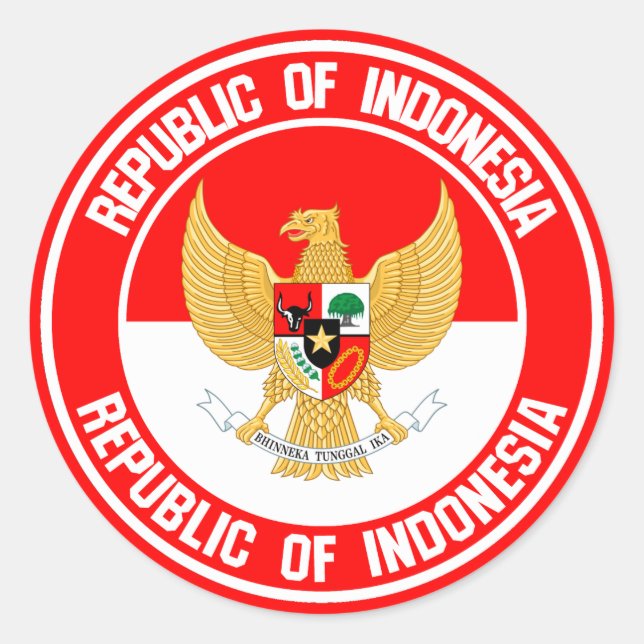 Pegatina Redonda Emblema de la Ronda de Indonesia (Anverso)