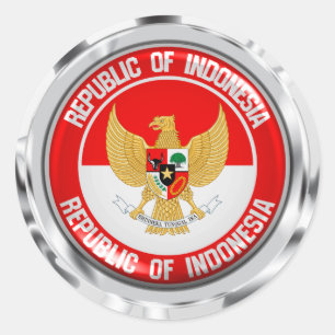 Pegatina Redonda Emblema de la Ronda de Indonesia