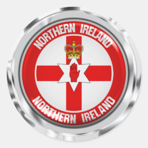 Pegatina Redonda Emblema de la Ronda de Irlanda del Norte