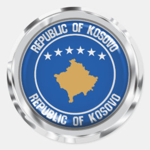 Pegatina Redonda Emblema de la Ronda de Kosovo