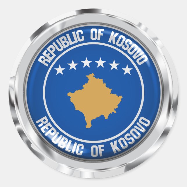Pegatina Redonda Emblema de la Ronda de Kosovo (Anverso)