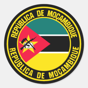 Pegatina Redonda Emblema de la Ronda de Mozambique