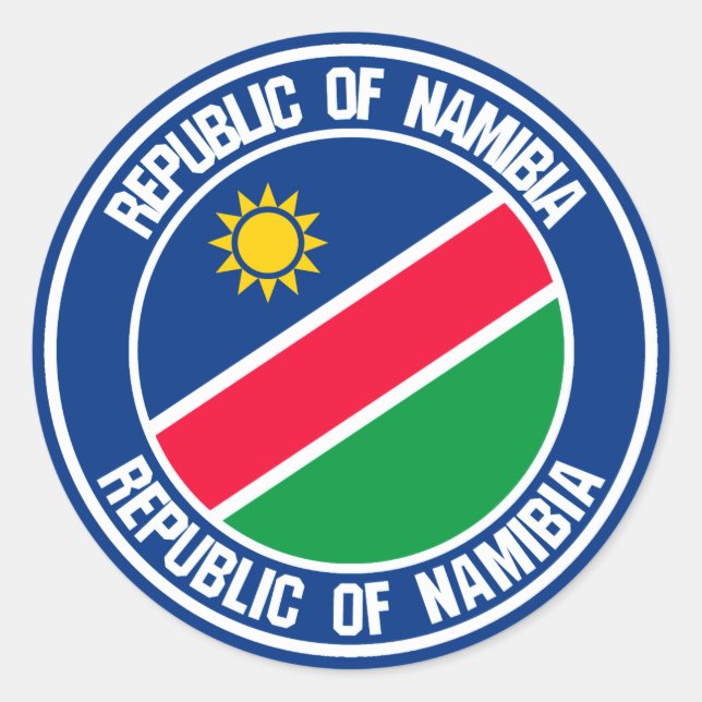 Pegatina Redonda Emblema de la Ronda de Namibia (Anverso)