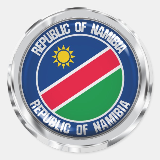 Pegatina Redonda Emblema de la Ronda de Namibia (Anverso)