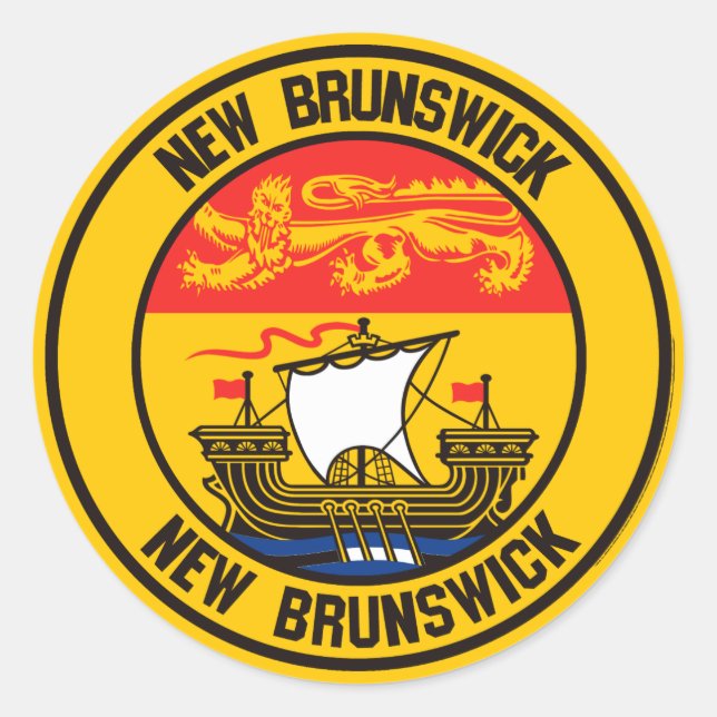 Pegatina Redonda Emblema de la ronda de New Brunswick (Anverso)