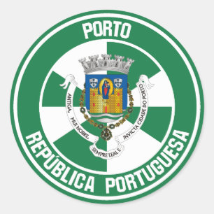 Pegatina Redonda Emblema de la ronda de Oporto
