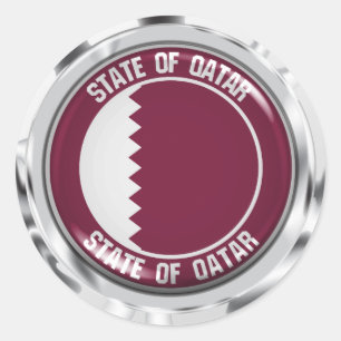 Pegatina Redonda Emblema de la Ronda de Qatar