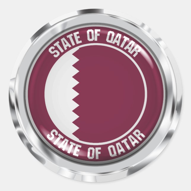 Pegatina Redonda Emblema de la Ronda de Qatar (Anverso)