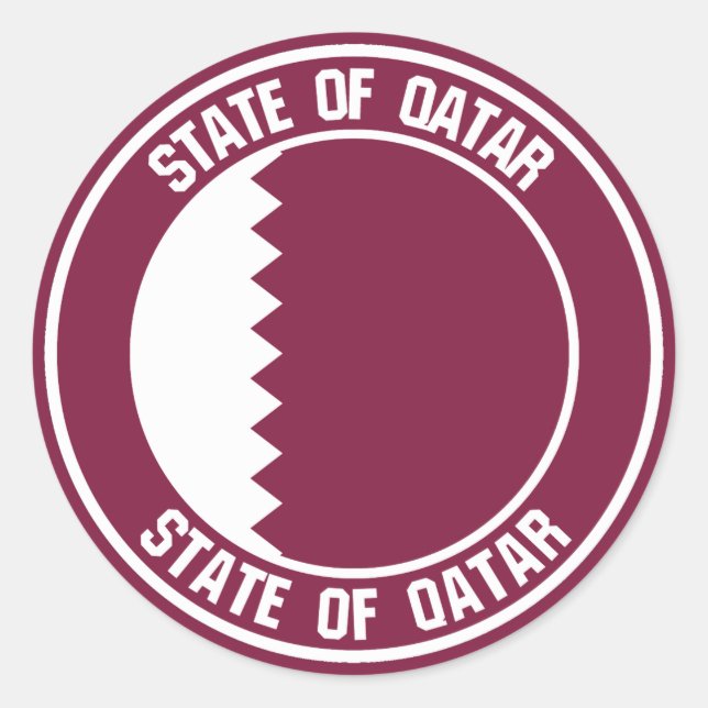 Pegatina Redonda Emblema de la Ronda de Qatar (Anverso)