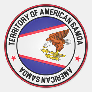 Pegatina Redonda Emblema de la Ronda de Samoa Americana