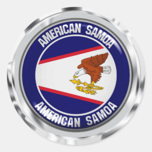 Pegatina Redonda Emblema de la Ronda de Samoa Americana
