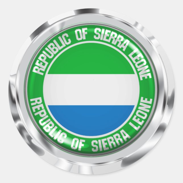 Pegatina Redonda Emblema de la Ronda de Sierra Leona (Anverso)