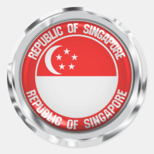 Pegatina Redonda Emblema de la Ronda de Singapur