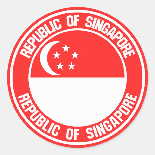 Pegatina Redonda Emblema de la Ronda de Singapur (Anverso)