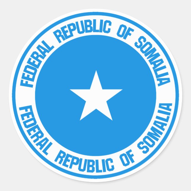 Pegatina Redonda Emblema de la Ronda de Somalia (Anverso)