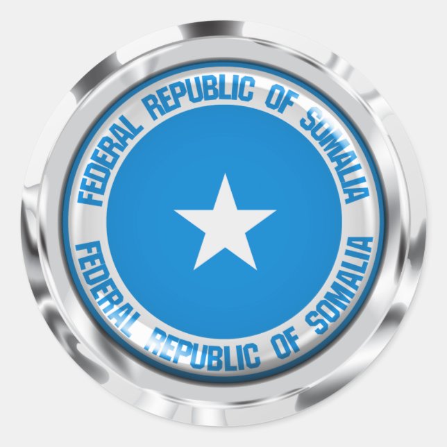 Pegatina Redonda Emblema de la Ronda de Somalia (Anverso)