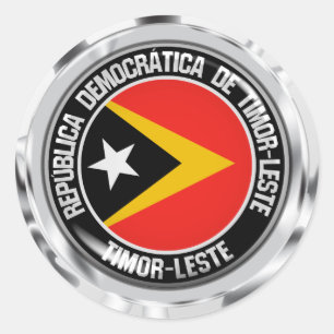 Pegatina Redonda Emblema de la Ronda de Timor Oriental