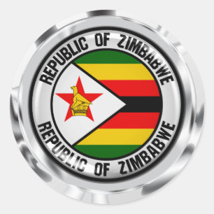 Pegatina Redonda Emblema de la ronda de Zimbabue