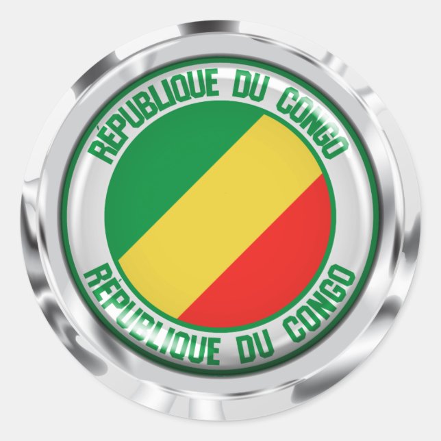Pegatina Redonda Emblema de la Ronda del Congo (Anverso)