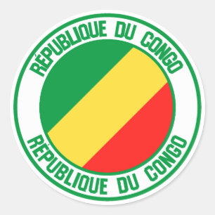 Pegatina Redonda Emblema de la Ronda del Congo