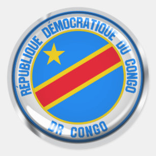 Pegatina Redonda Emblema de la Ronda del Congo