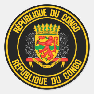 Pegatina Redonda Emblema de la Ronda del Congo