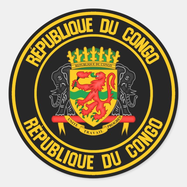 Pegatina Redonda Emblema de la Ronda del Congo (Anverso)