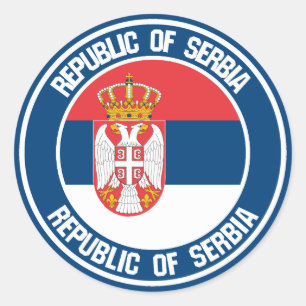 Pegatina Redonda Emblema de la Ronda Serbia