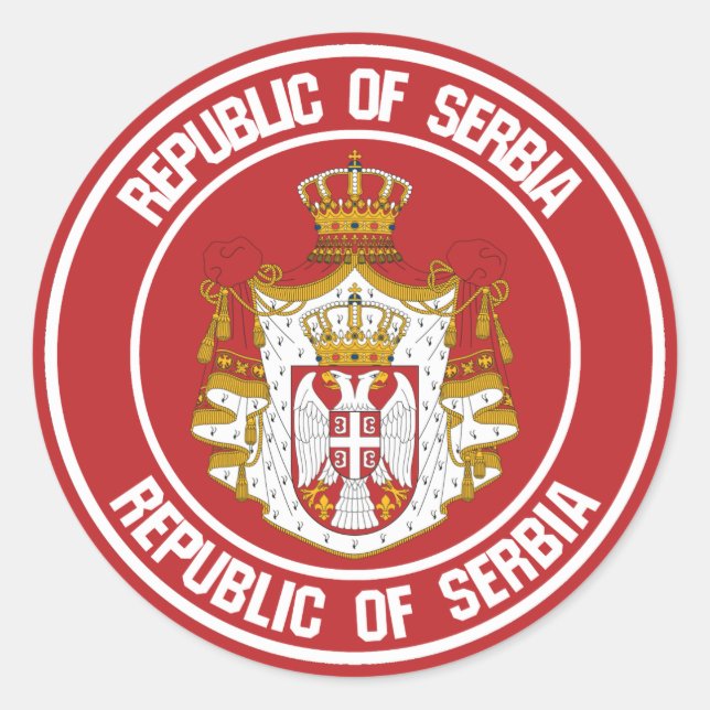 Pegatina Redonda Emblema de la Ronda Serbia (Anverso)