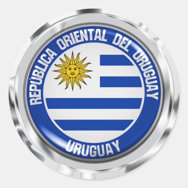 Pegatina Redonda Emblema de la Ronda Uruguay (Anverso)