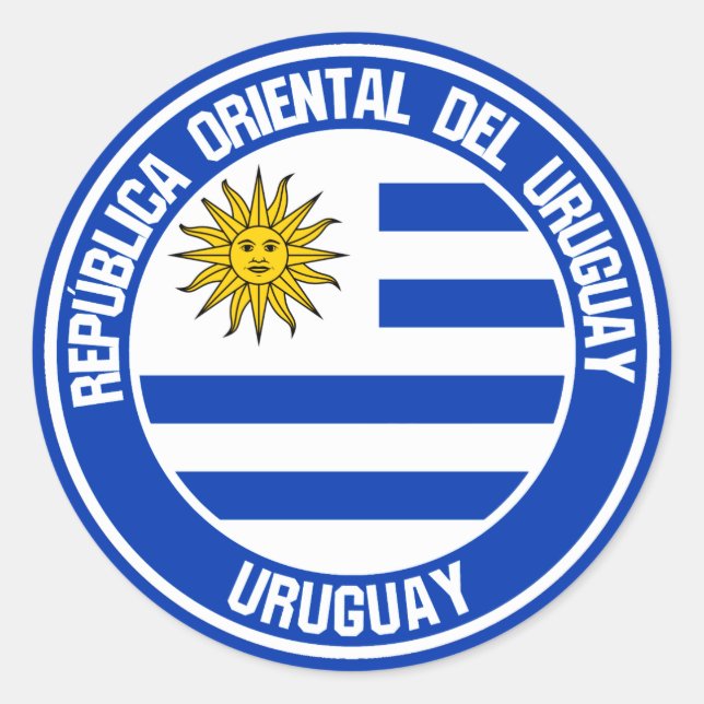Pegatina Redonda Emblema de la Ronda Uruguay (Anverso)