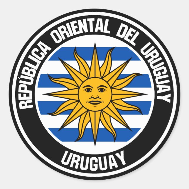 Pegatina Redonda Emblema de la Ronda Uruguay (Anverso)