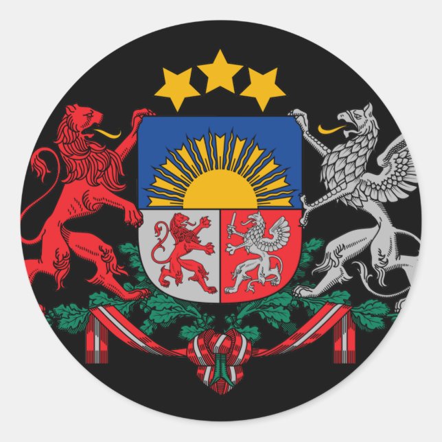 Pegatina Redonda emblema de latvia (Anverso)