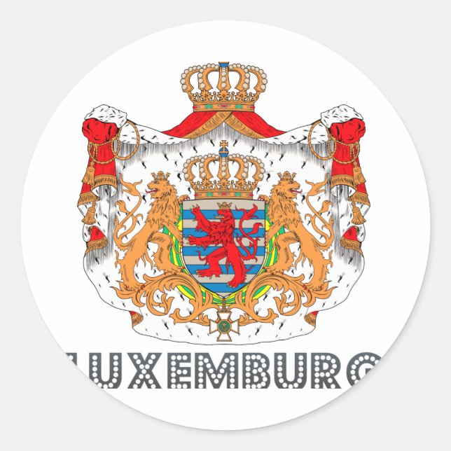 Pegatina Redonda Emblema de Luxemburgo (Anverso)