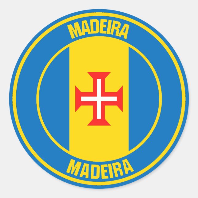 Pegatina Redonda Emblema de Madeira (Anverso)
